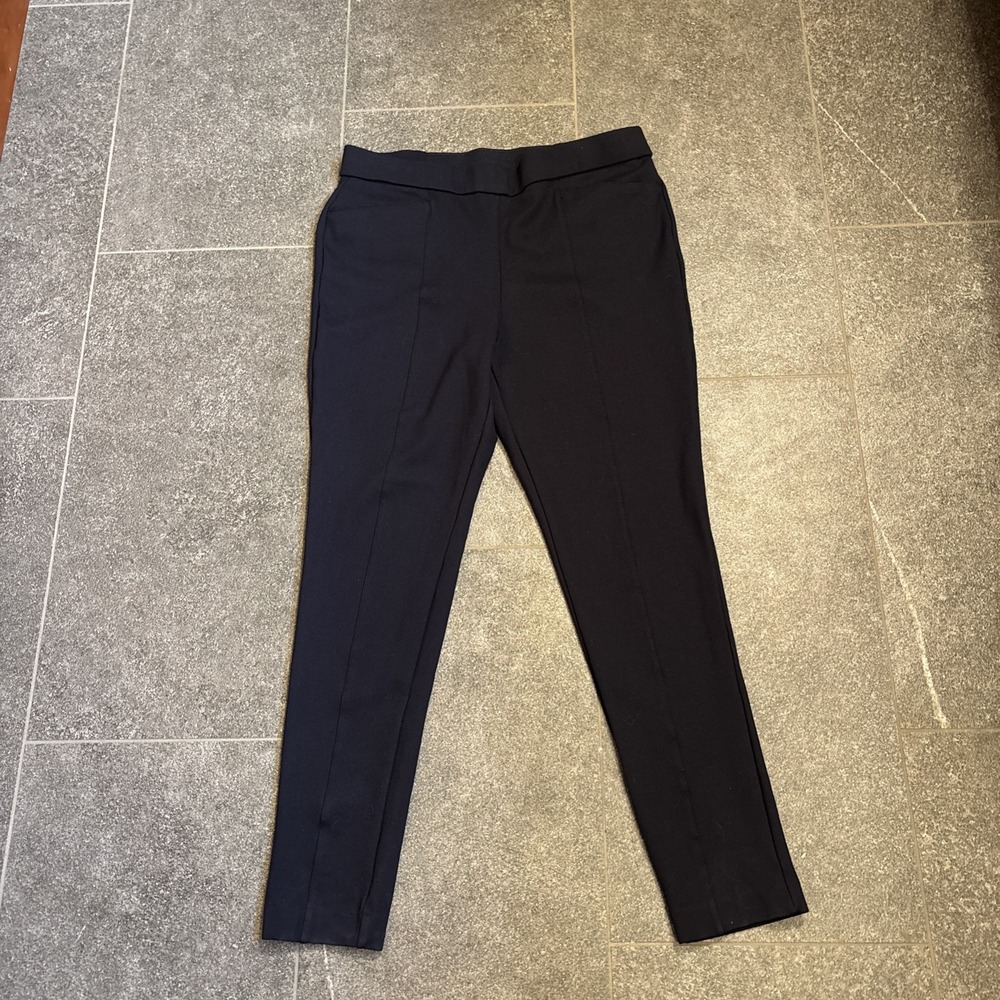 Anne Klein Women's Stretch Viscose Slim Ankle Navy Blue Size 12 Pants Office